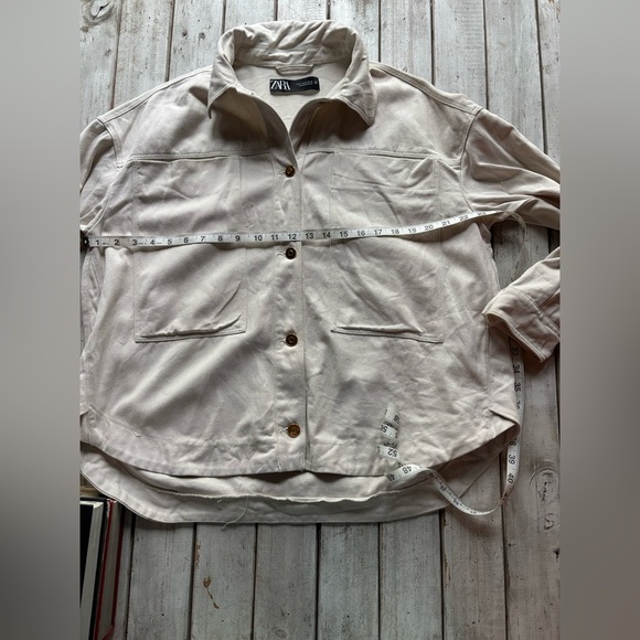 Zara | lightweight | denim | ivory | shacket | M - Picture 4 of 10